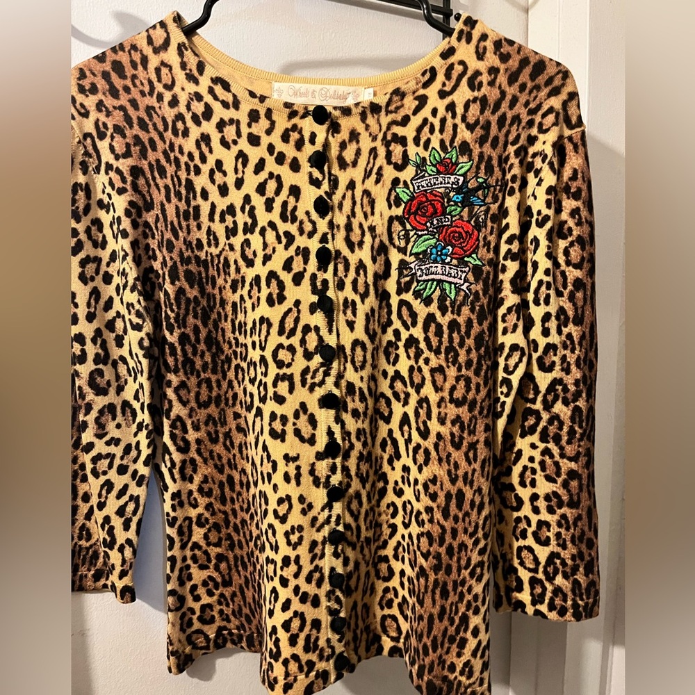Tan and Black Leopard Print Cardigan